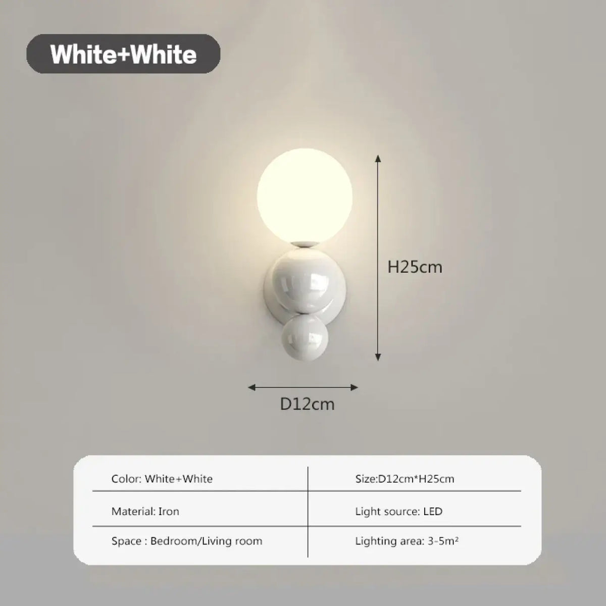 Applique Murale LED en Fer Blanc – Vadan
