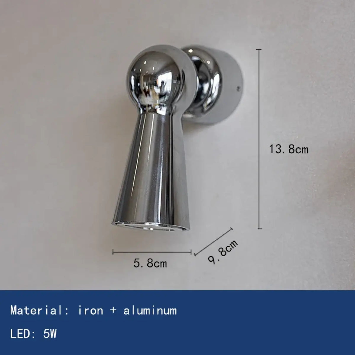 Applique Murale LED Chromée Base Aluminium – Fénio