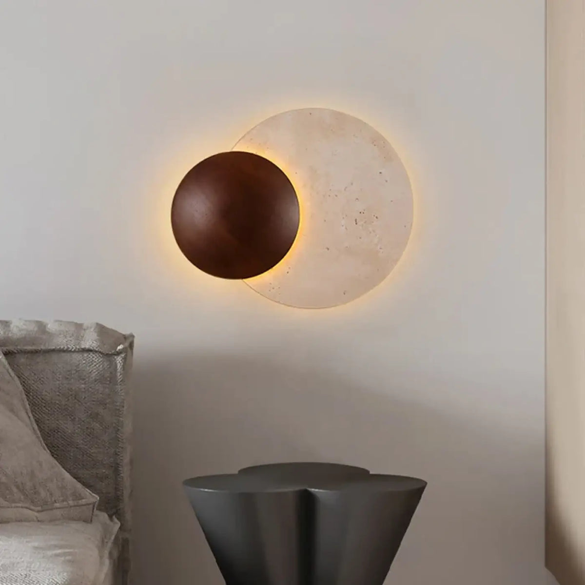 Applique Murale LED Pierre Blanche et Bois – Denelle
