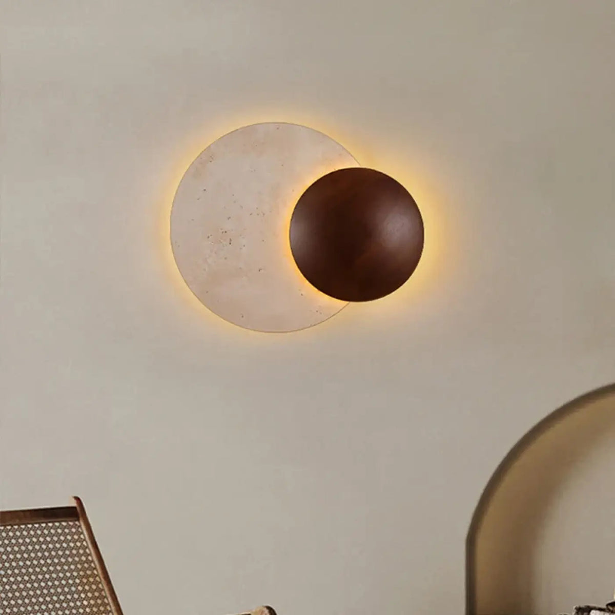Applique Murale LED Pierre Blanche et Bois – Denelle