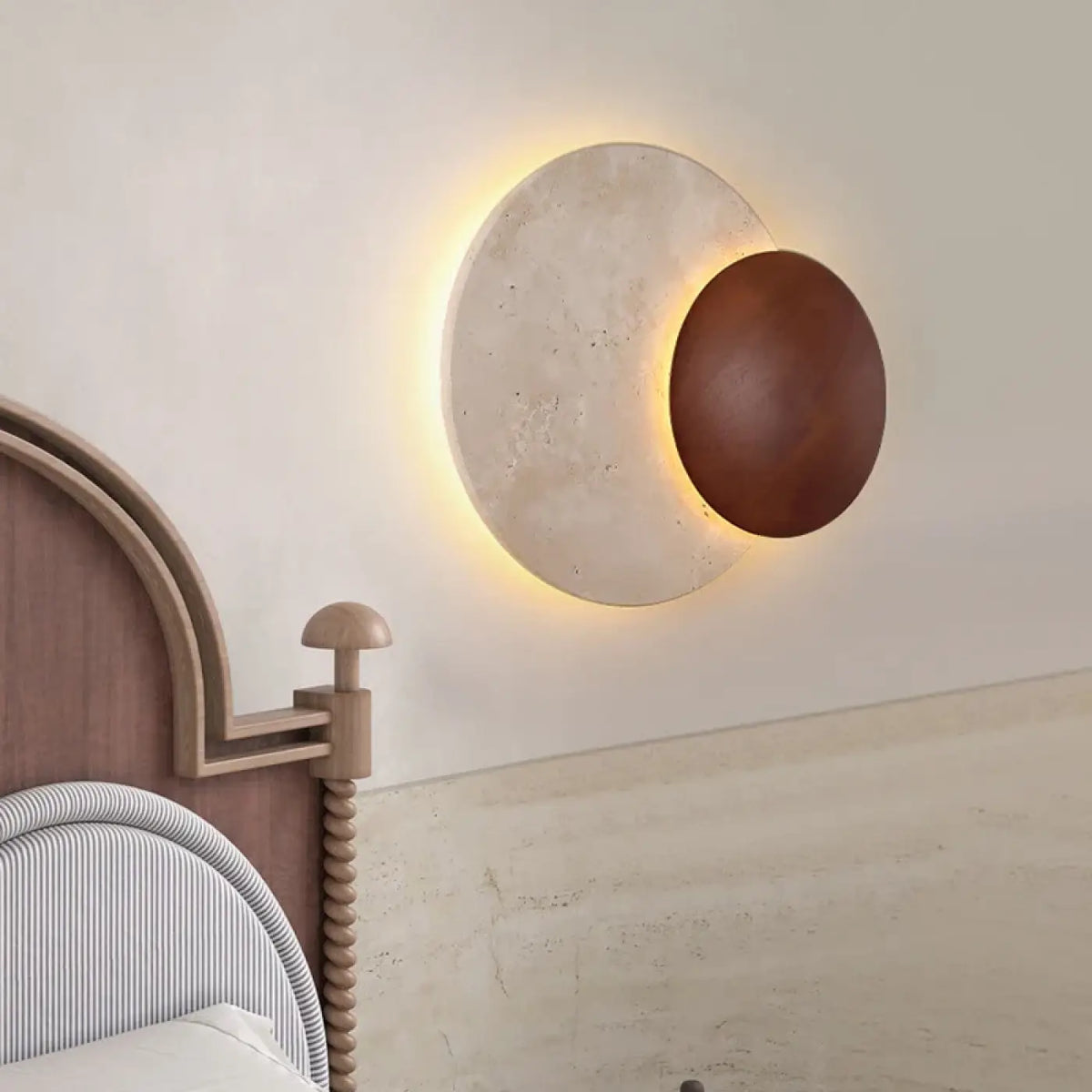 Applique Murale LED Pierre Blanche et Bois – Denelle