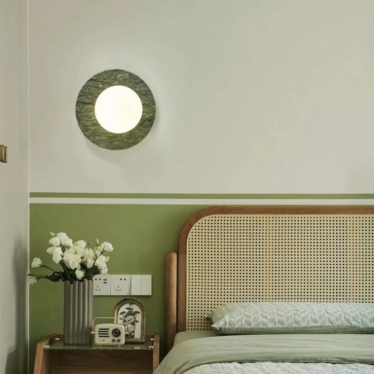 Applique Murale Marbre Vert Verre Opalin – Zanel