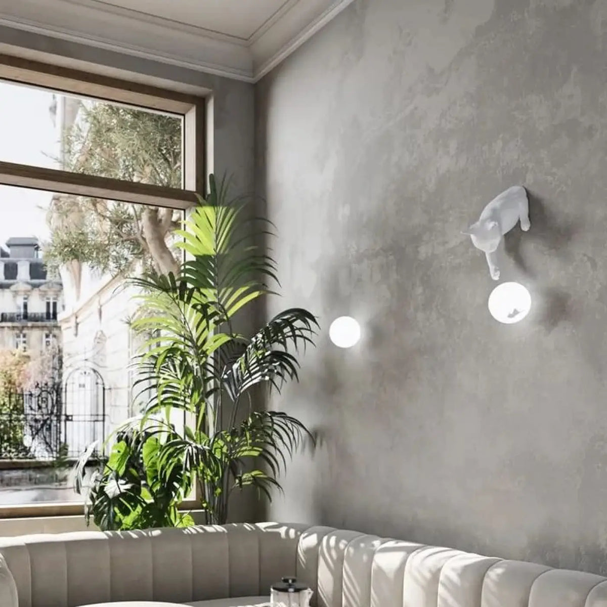 Applique Murale Chat à Boule Lumineuse – Mesine