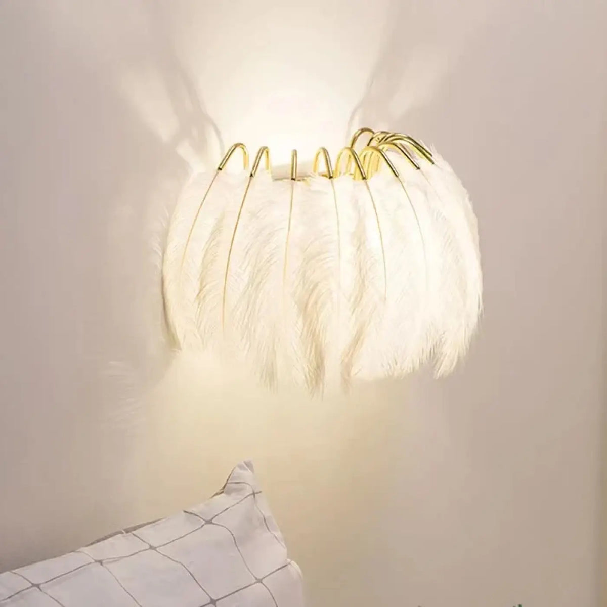 Applique Murale Plumes et Support Doré – Zosel