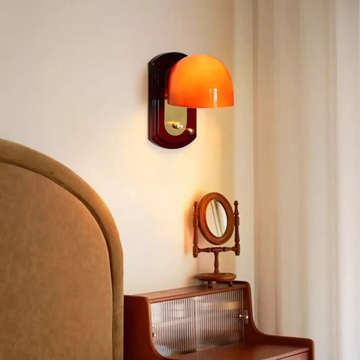 Applique Murale Bois et Abat-jour Orange – Mavia