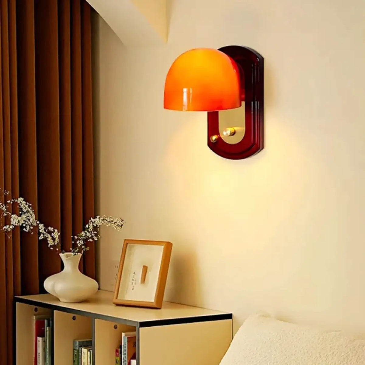 Applique Murale Bois et Abat-jour Orange – Mavia