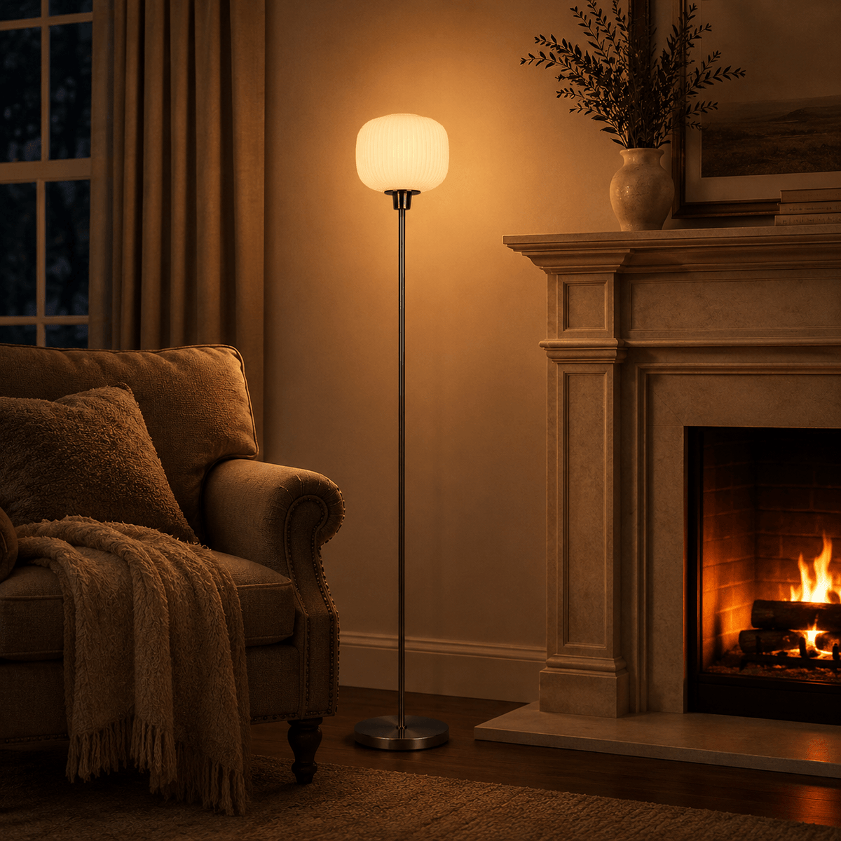 Lampadaire en Verre Strié et Laiton – Éos