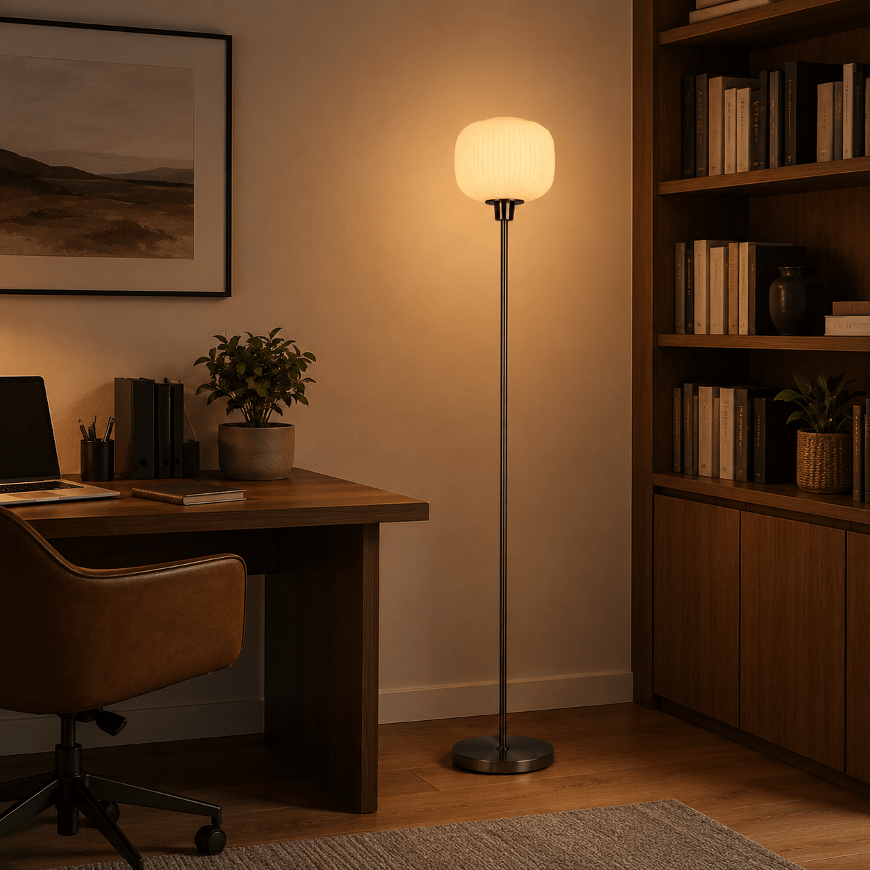 Lampadaire en Verre Strié et Laiton – Éos