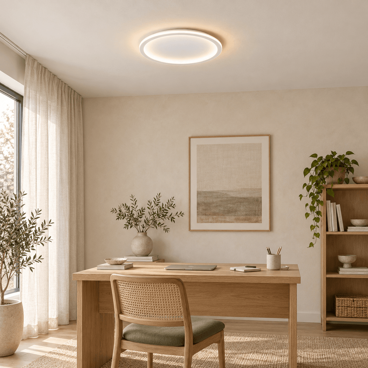Plafonnier LED rond Halo, ambiance intérieure de jour