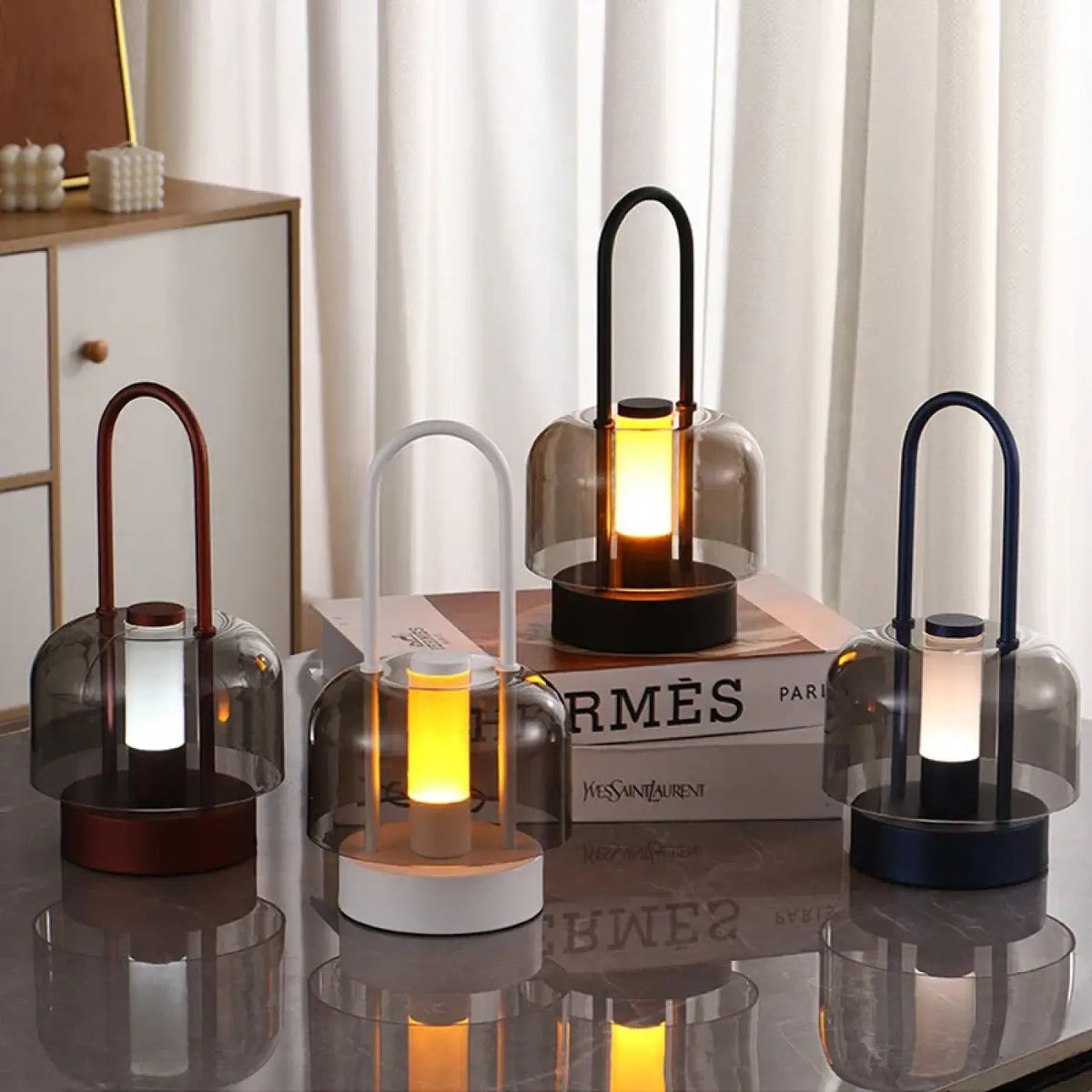 Lampe à Poser Verre et Métal – Bemia