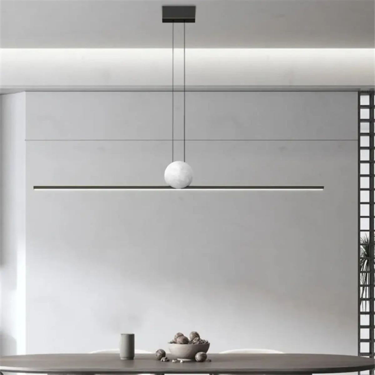 Suspension Minimaliste Cuivre et Boule Blanche – Jonine