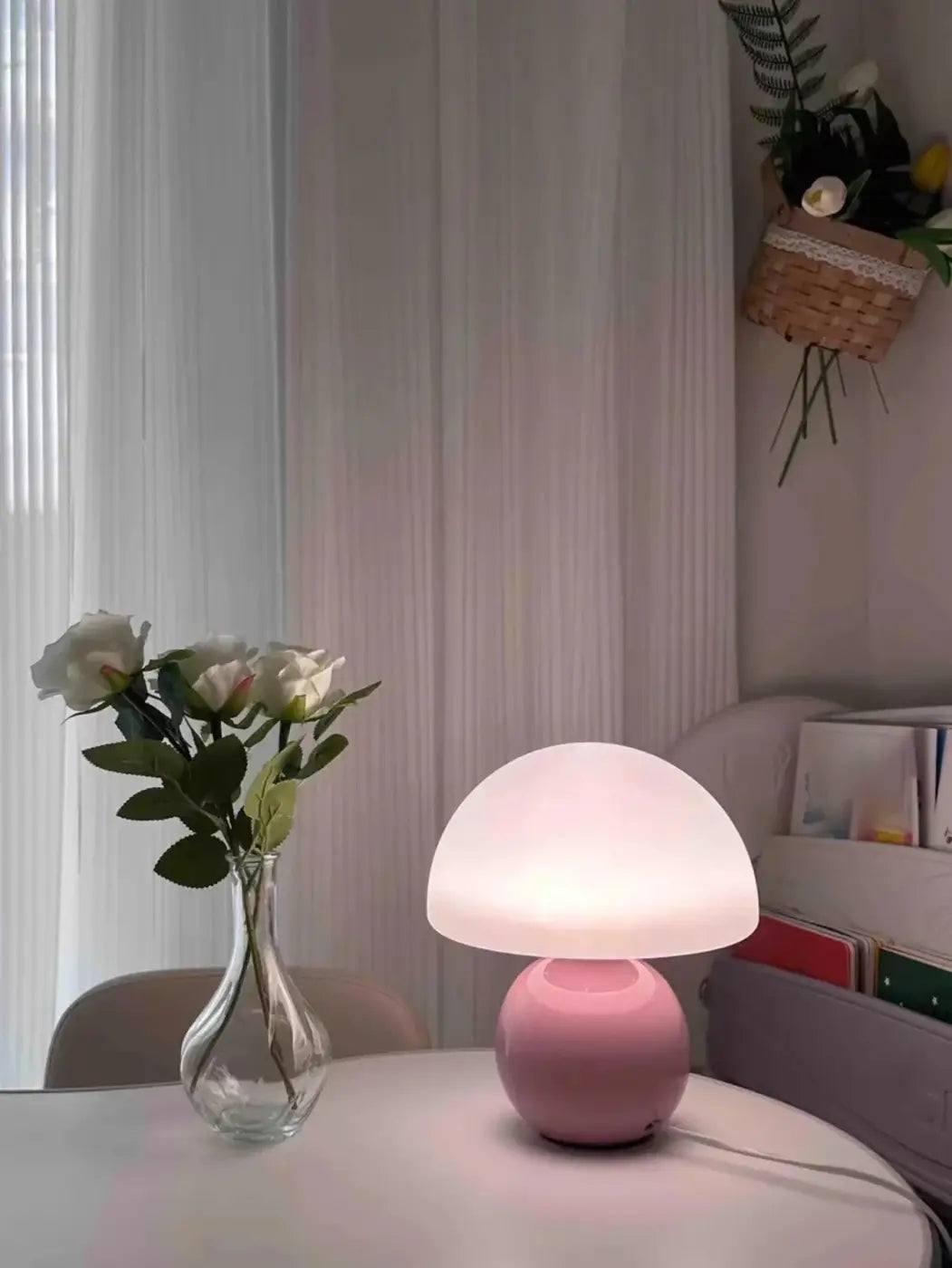Lampe Champignon en Verre Opalin – Zemette