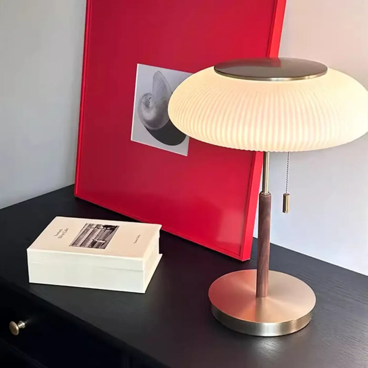 Lampe Verre Plissé et Métal Doré – Visel
