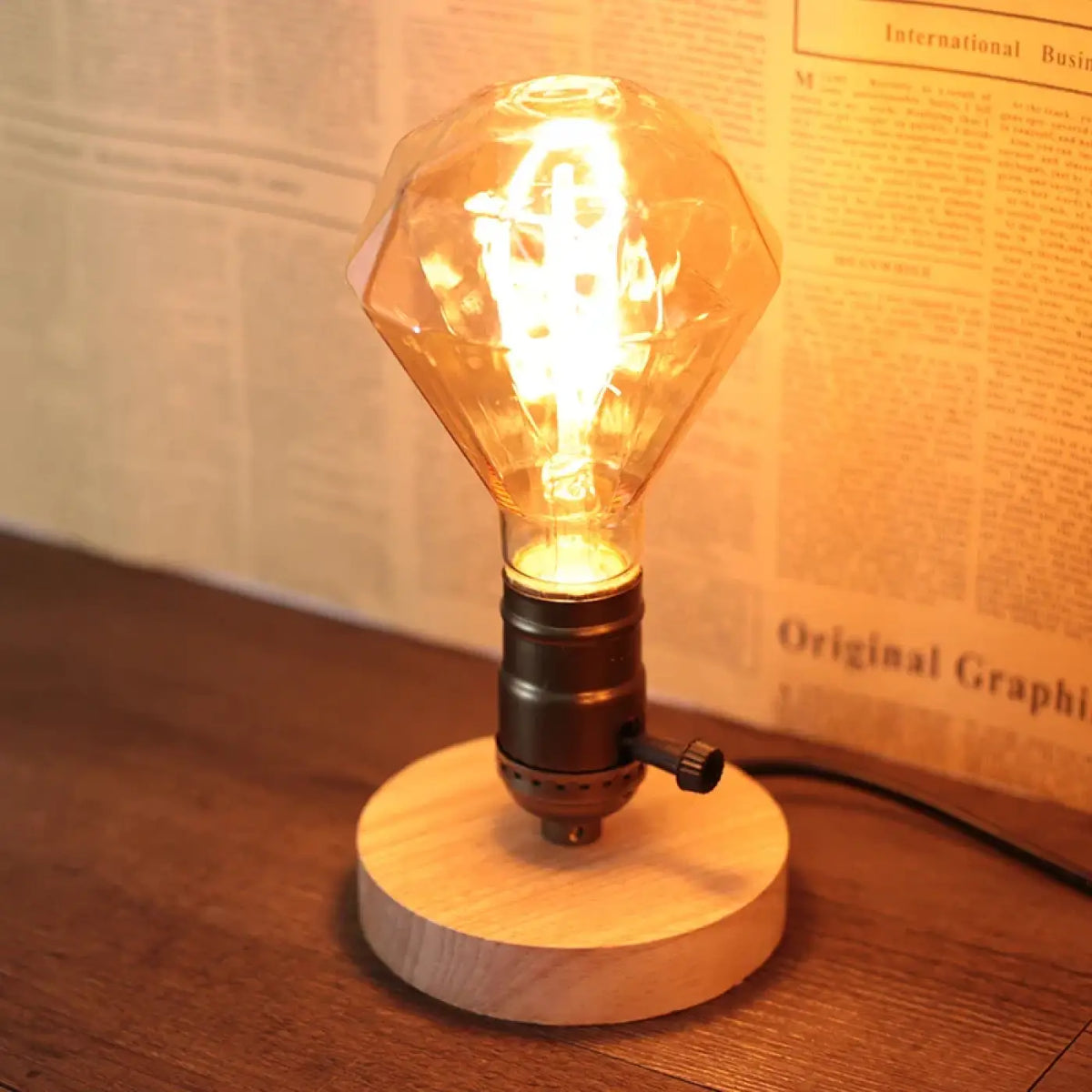 Lampe à Poser Industrielle en Bois – Kovane