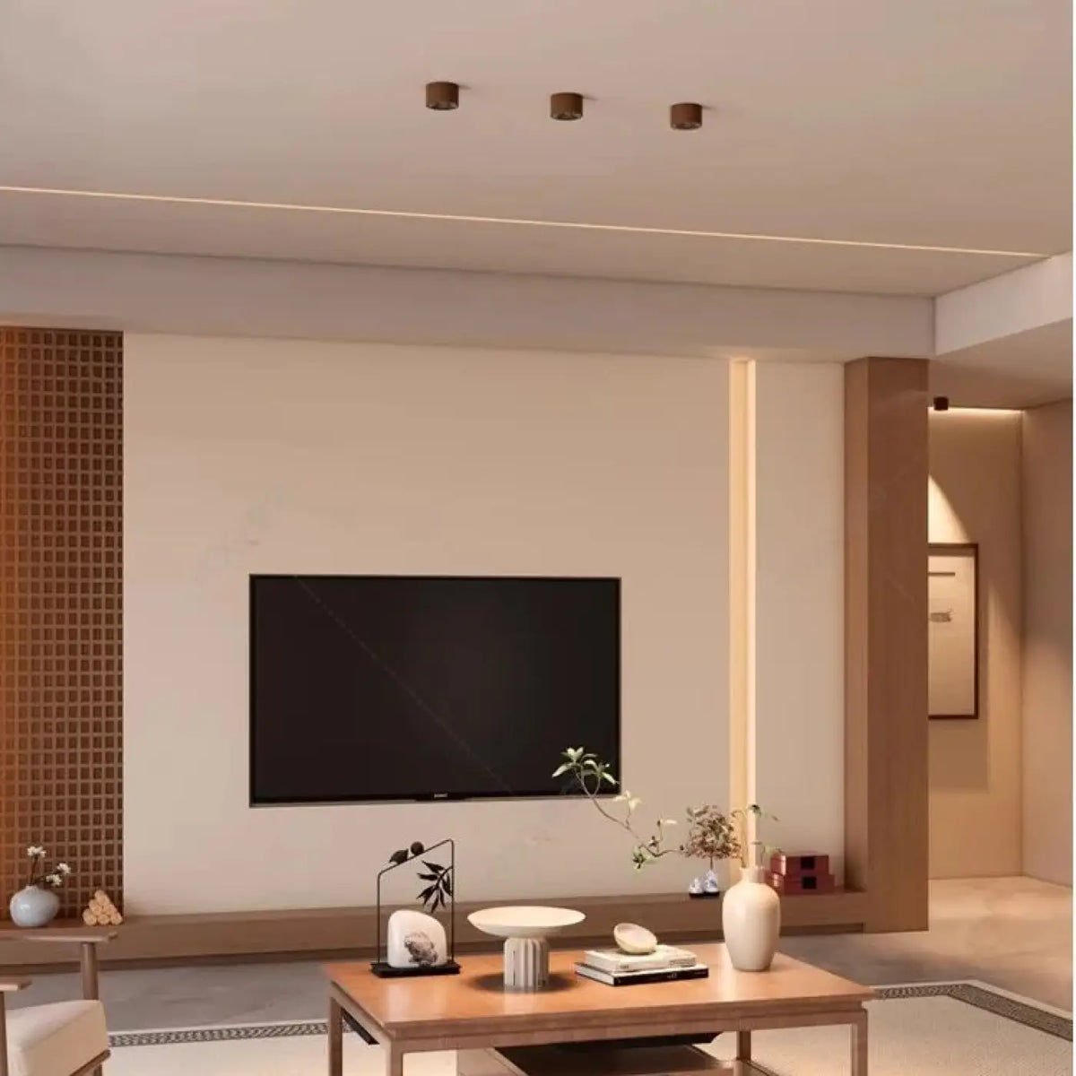 Plafonnier LED Bois et Chrome – Sovan