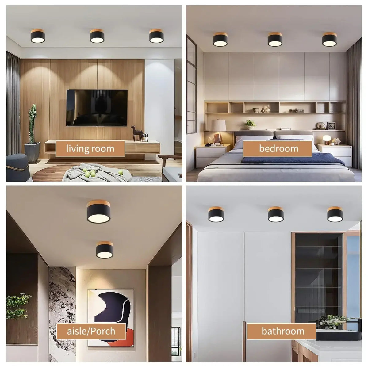 Plafonnier Noir et Bois Moderne – Bavine