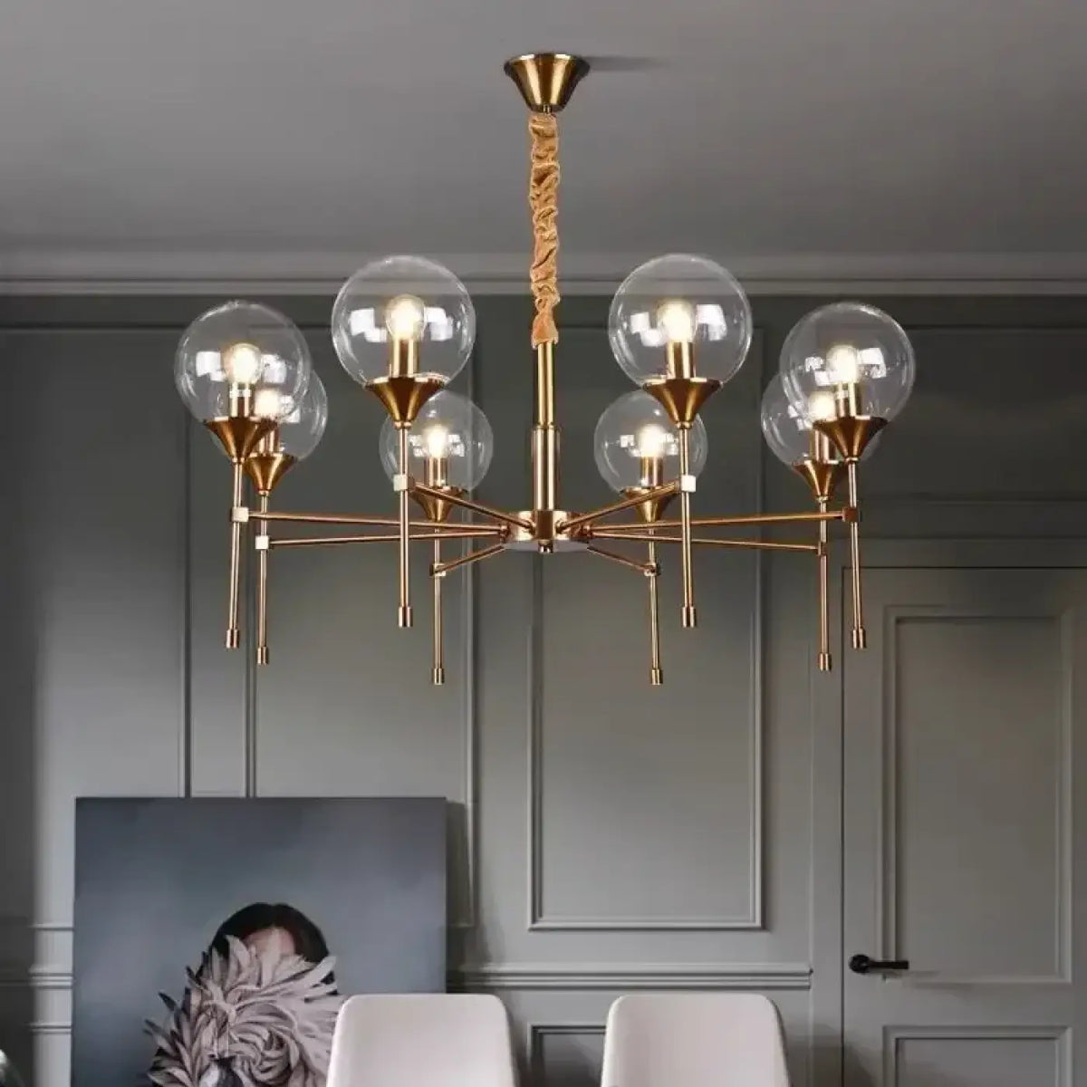 Suspension Verre Fumé et Métal Doré – Fono