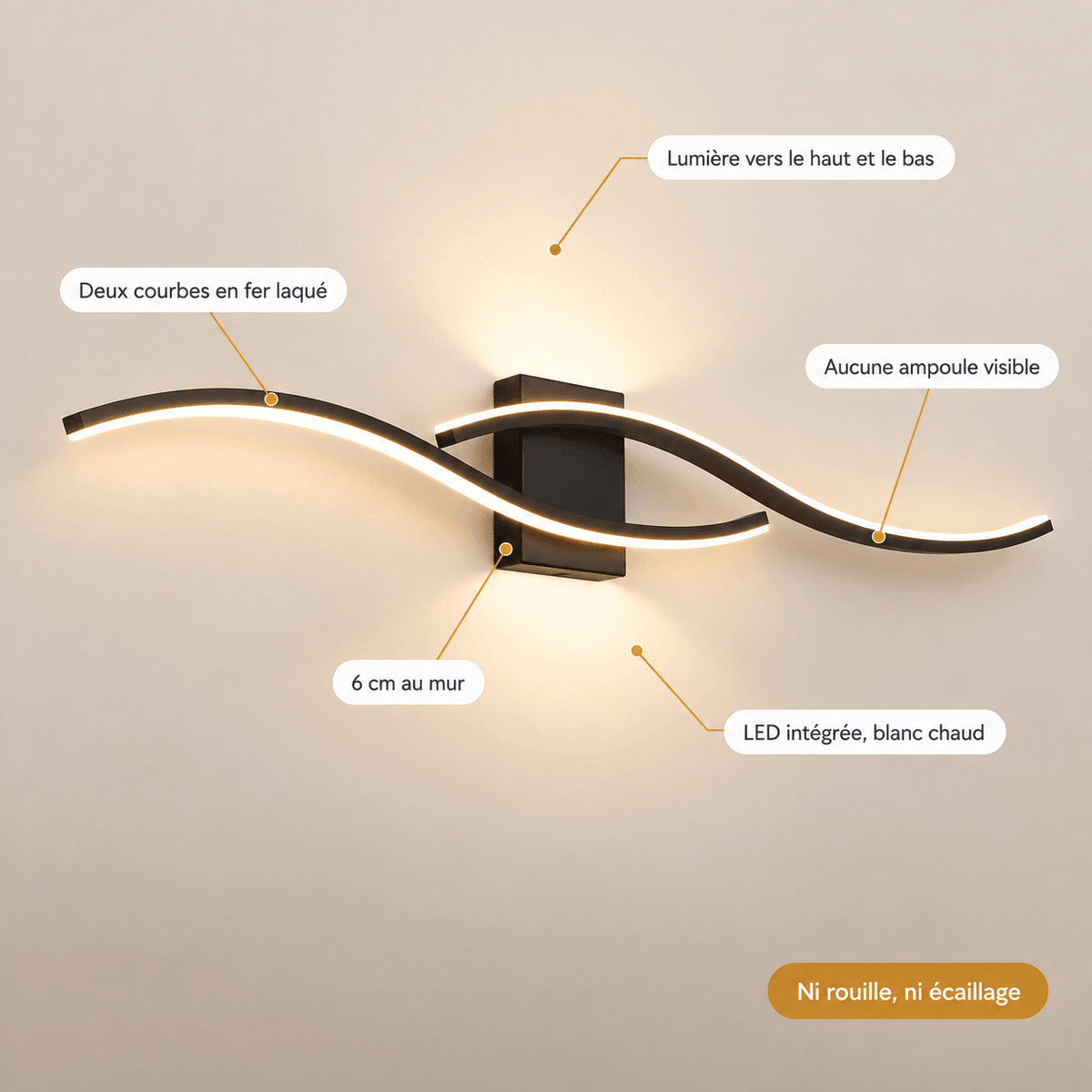 Applique Murale LED Double Vague – Aria