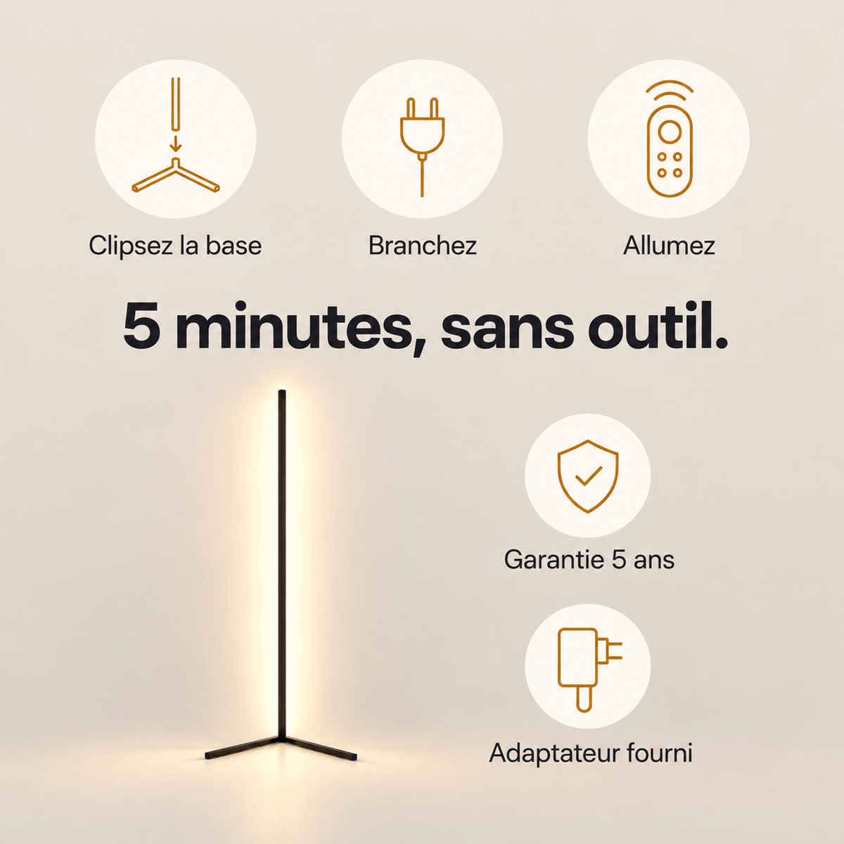 Lampadaire d'Angle LED – Vela