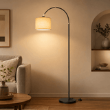 Lampadaire Arc avec Abat-jour en Lin – Orion