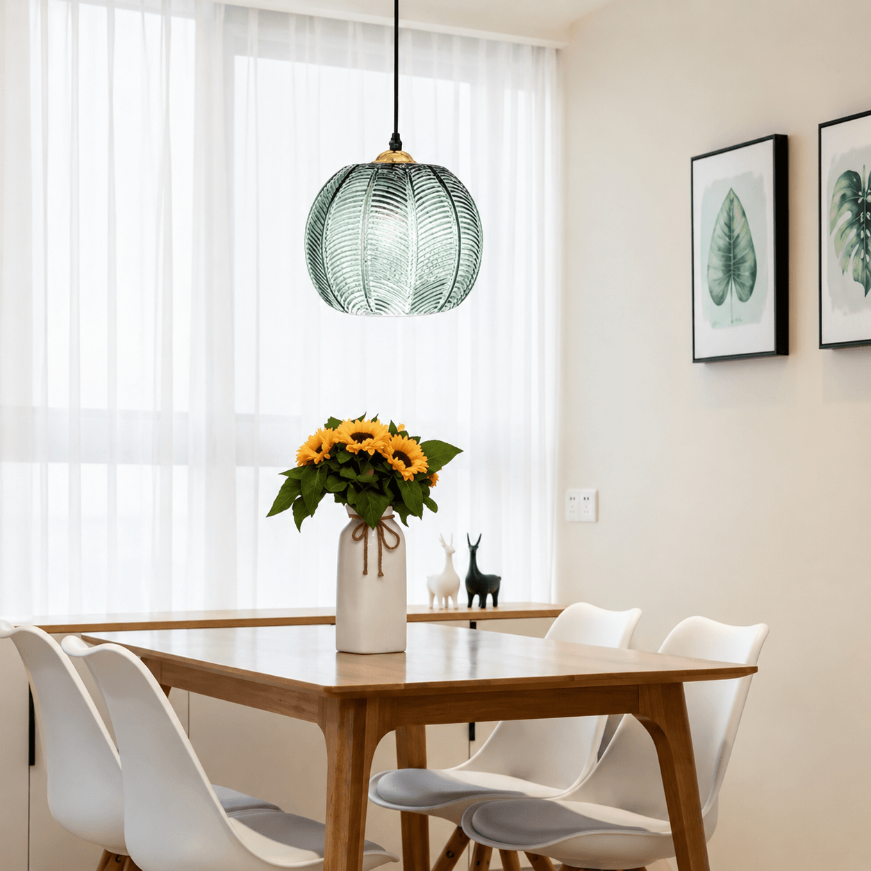 Suspension en Verre Strié Végétal – Palma