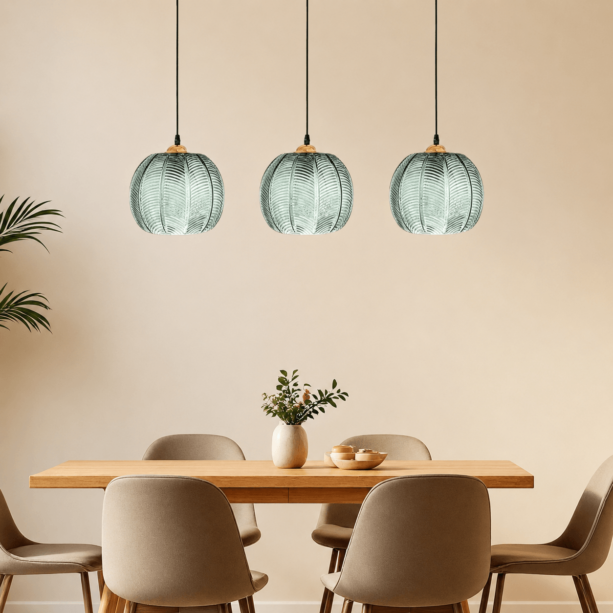 Suspension en Verre Strié Végétal – Palma
