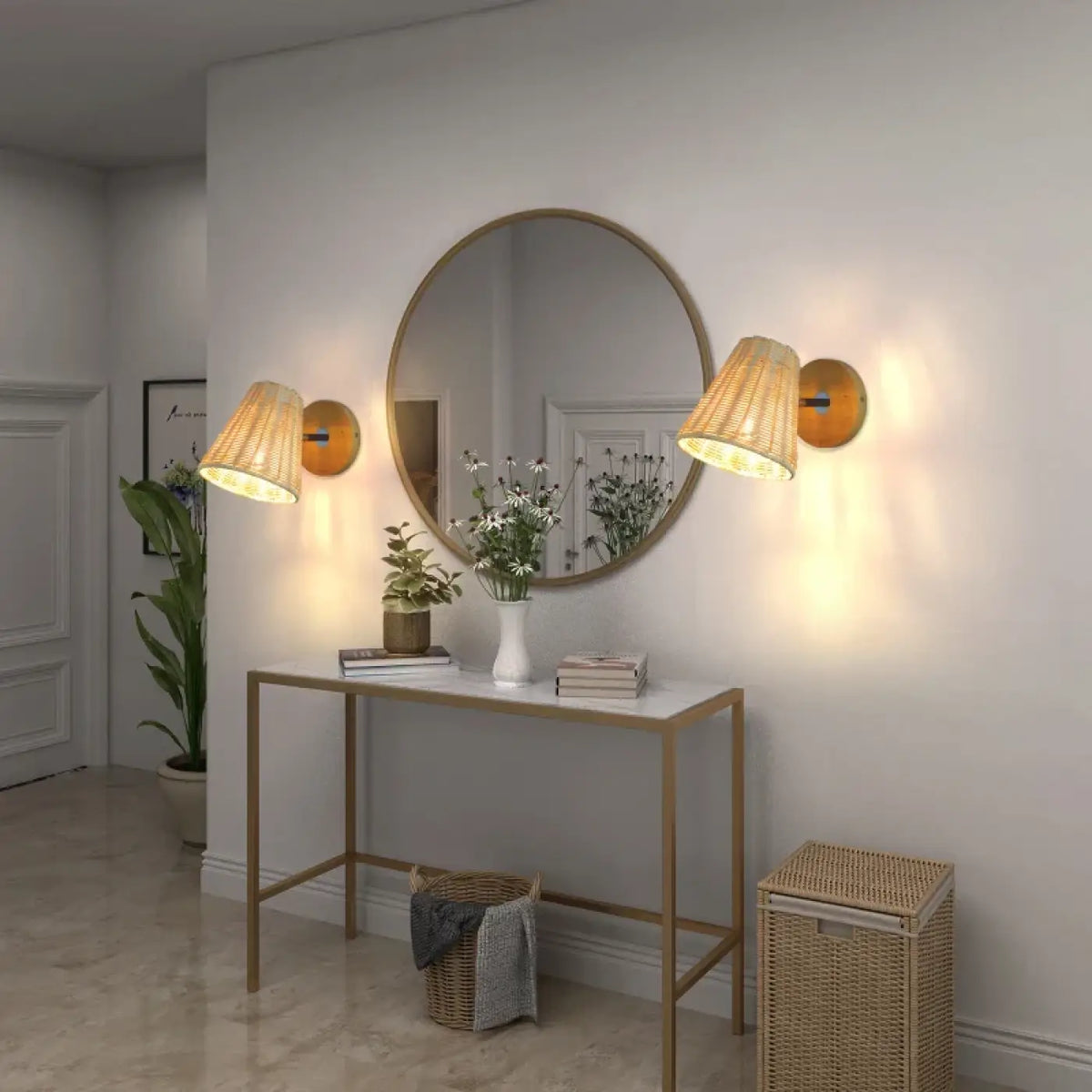 Petite Applique Murale en Rotin Clair – Kovelle