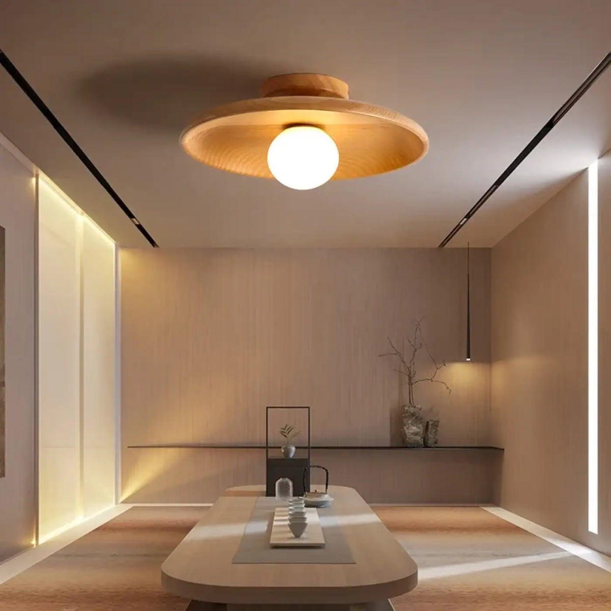 Plafonnier en Bois avec Globe – Zisis