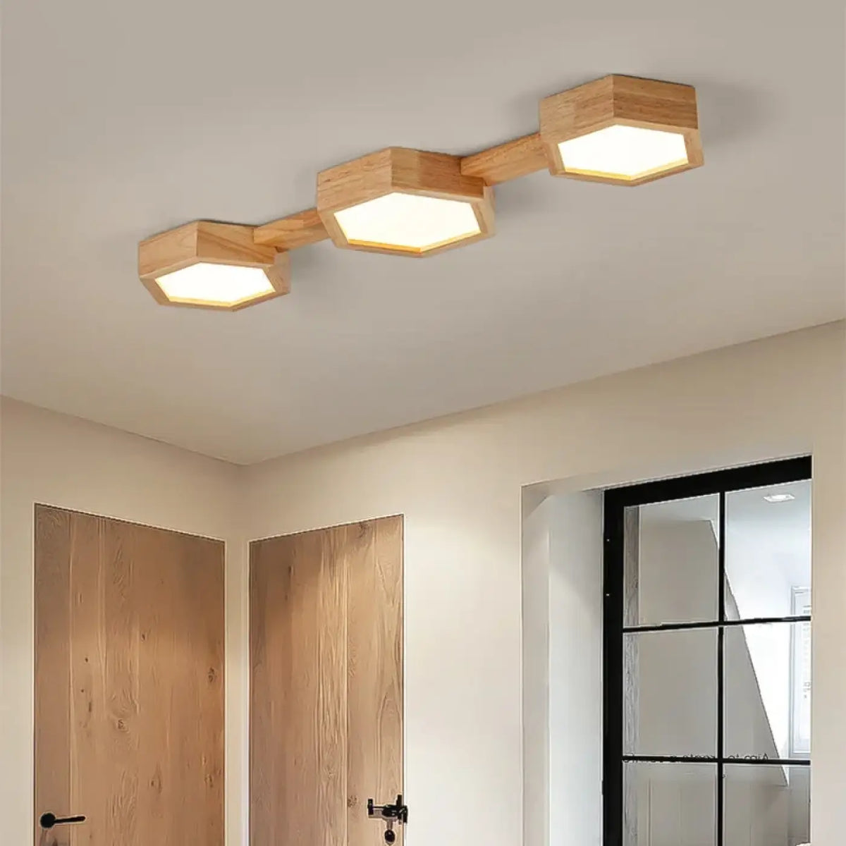 Plafonnier LED Géométrique en Bois – Tamia
