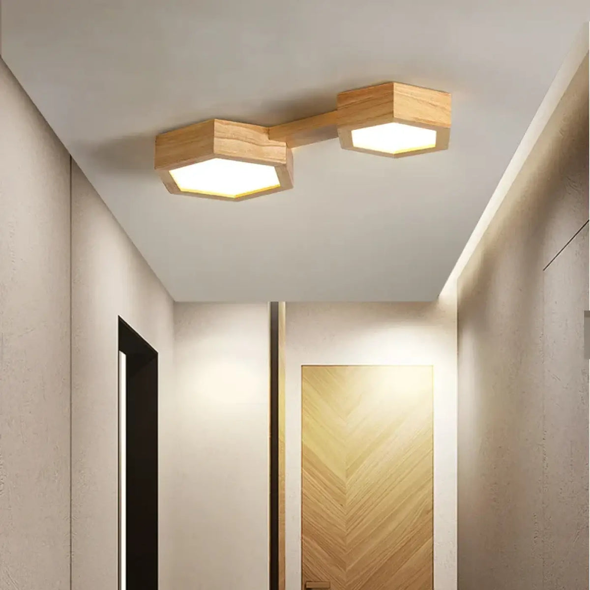Plafonnier LED Géométrique en Bois – Tamia