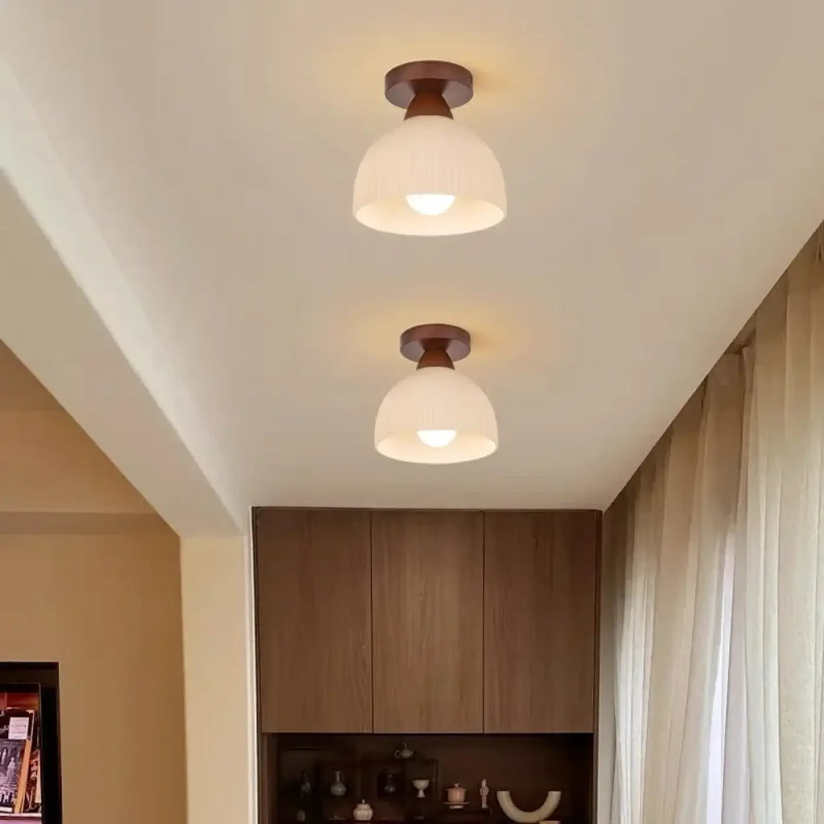 Plafonnier en Bois et Verre – Rilane