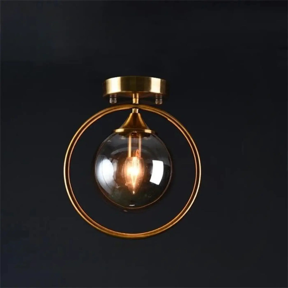 Plafonnier Boule Verre et Anneau Doré – Novane