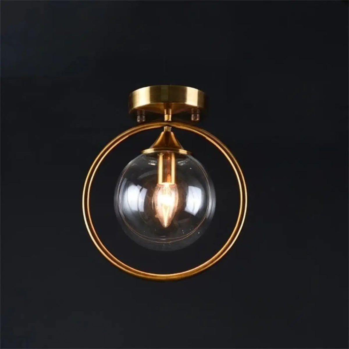 Plafonnier Boule Verre et Anneau Doré – Novane
