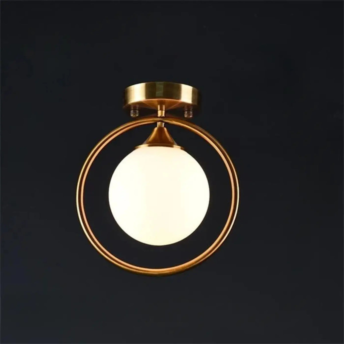 Plafonnier Boule Verre et Anneau Doré – Novane
