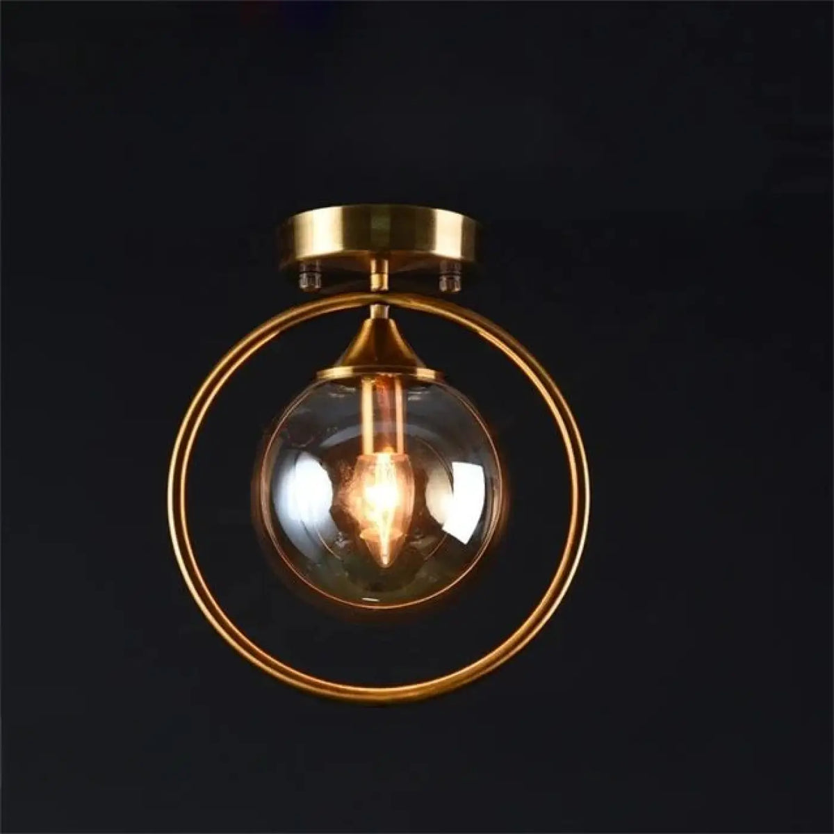 Plafonnier Boule Verre et Anneau Doré – Novane