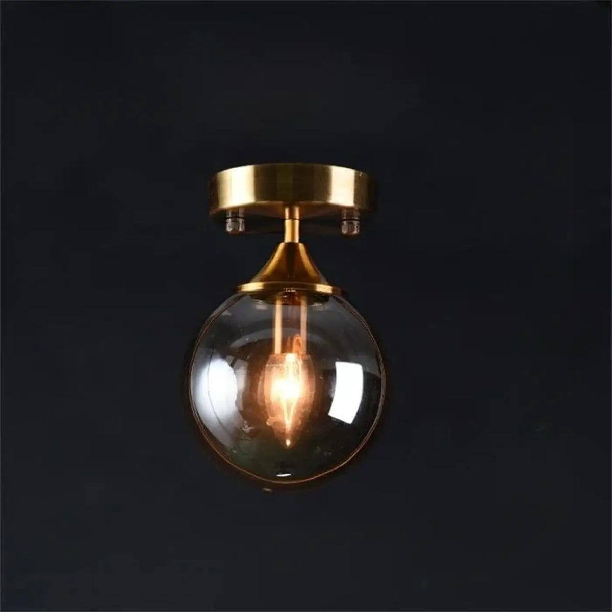Plafonnier Boule Verre et Anneau Doré – Novane