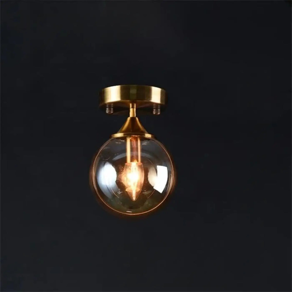 Plafonnier Boule Verre et Anneau Doré – Novane