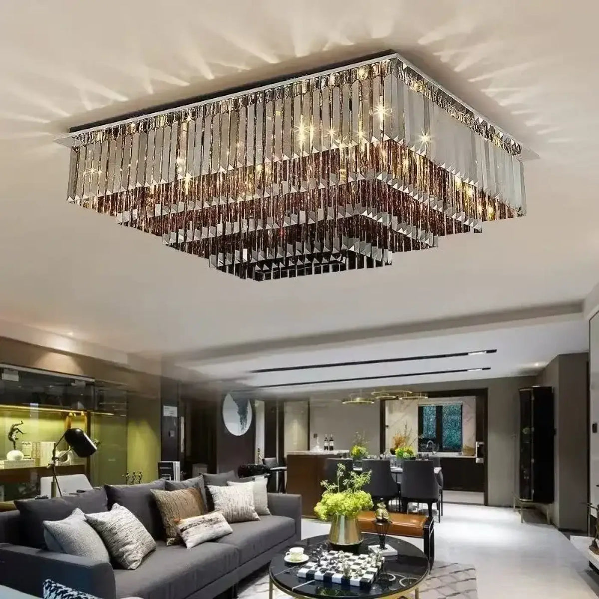 Plafonnier Carré en Cristal Doré – Irane