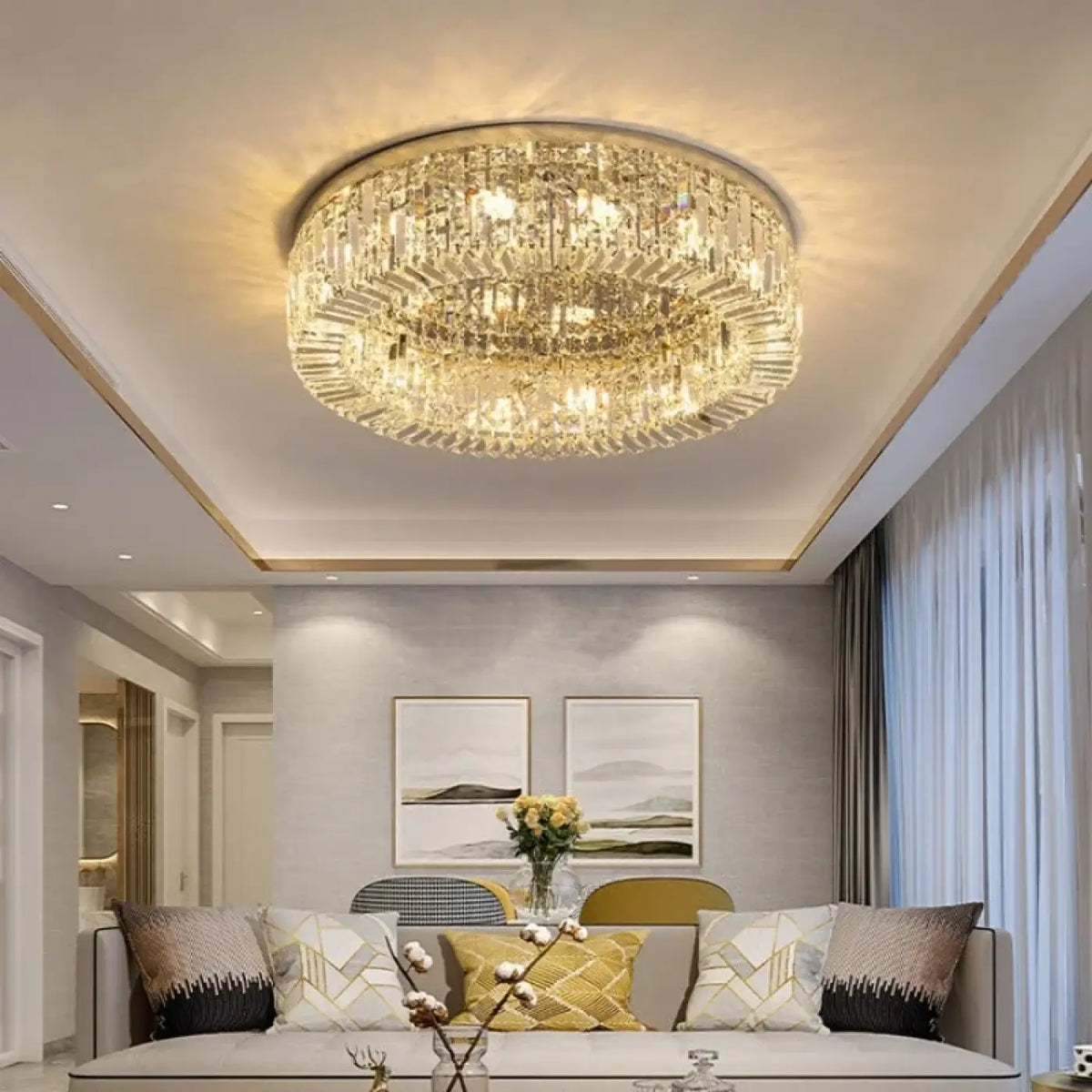 Plafonnier LED Rond en Cristal – Zevelle