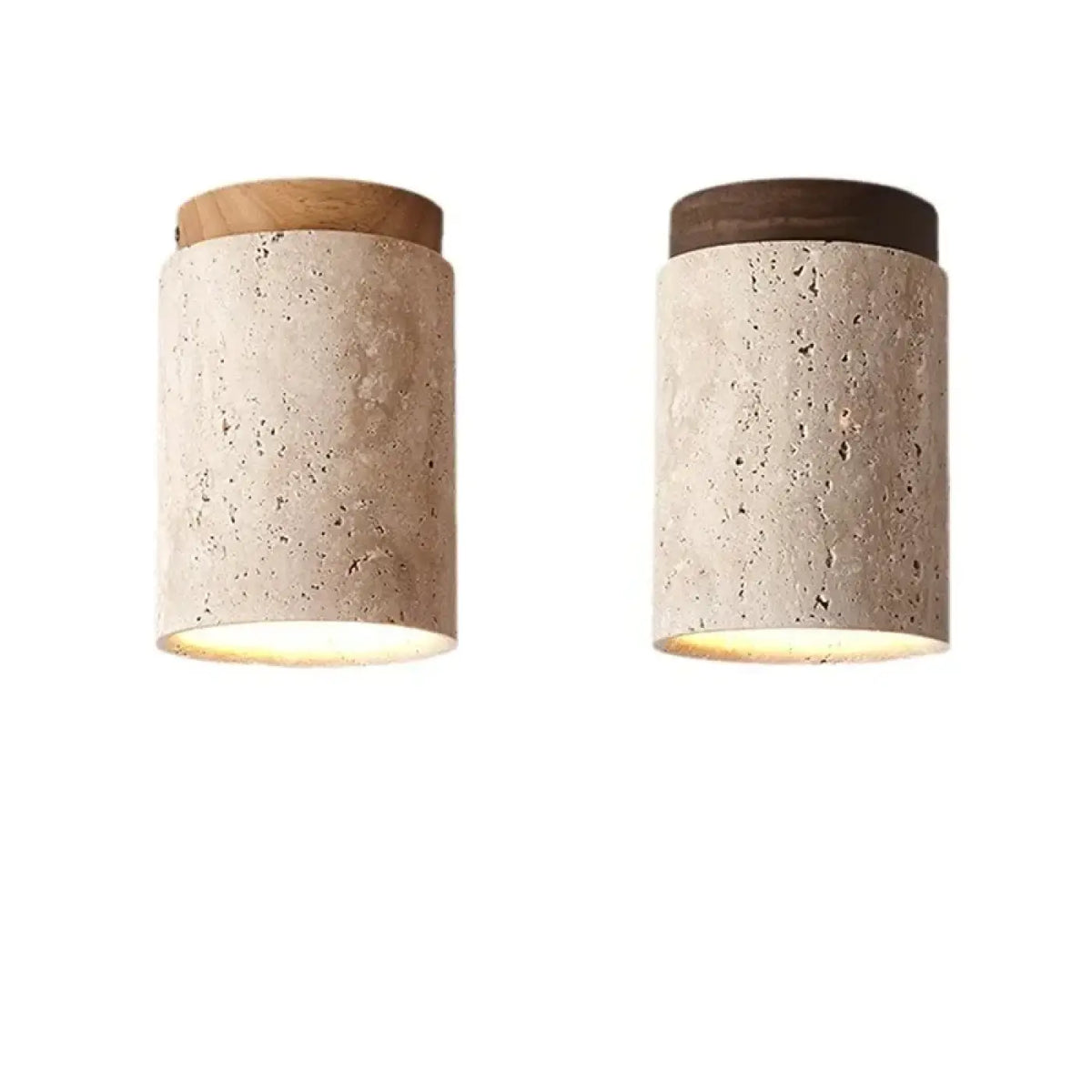 Plafonnier Cylindrique en Pierre et Bois – Filette