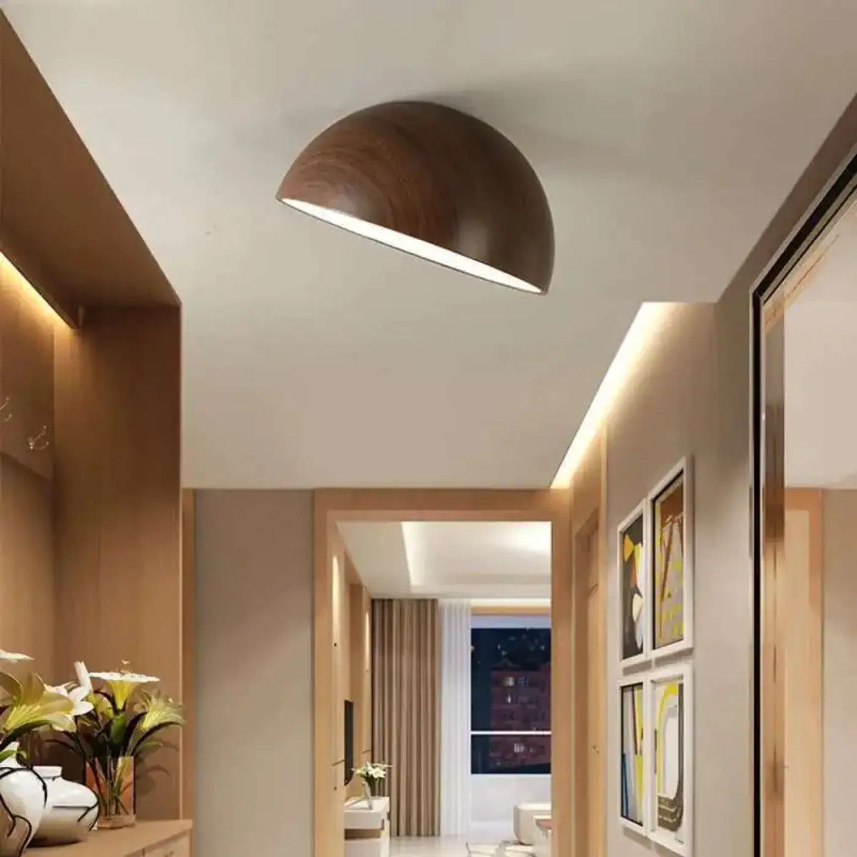 Plafonnier Demi-Sphère en Bois LED – Fenelle