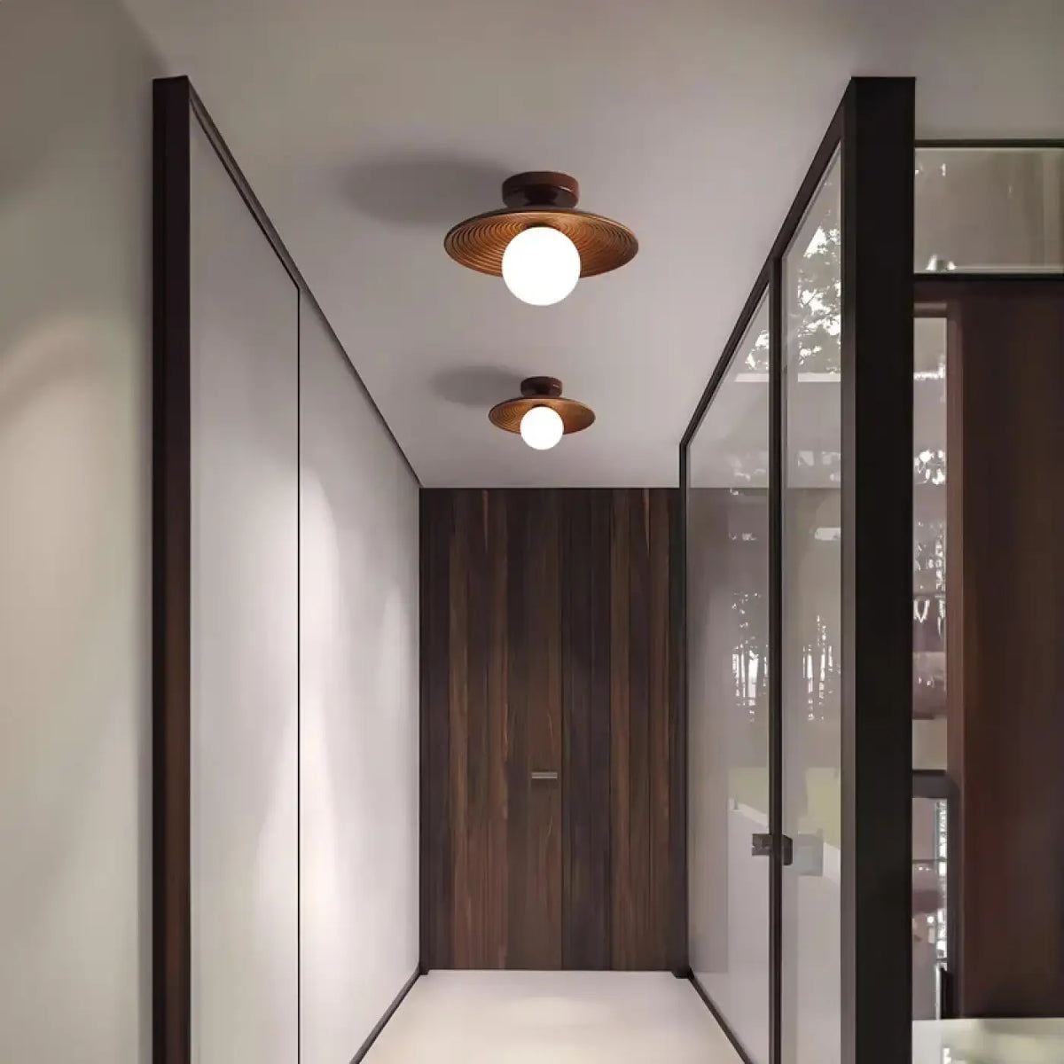 Plafonnier LED en Noyer et Fer – Bisane