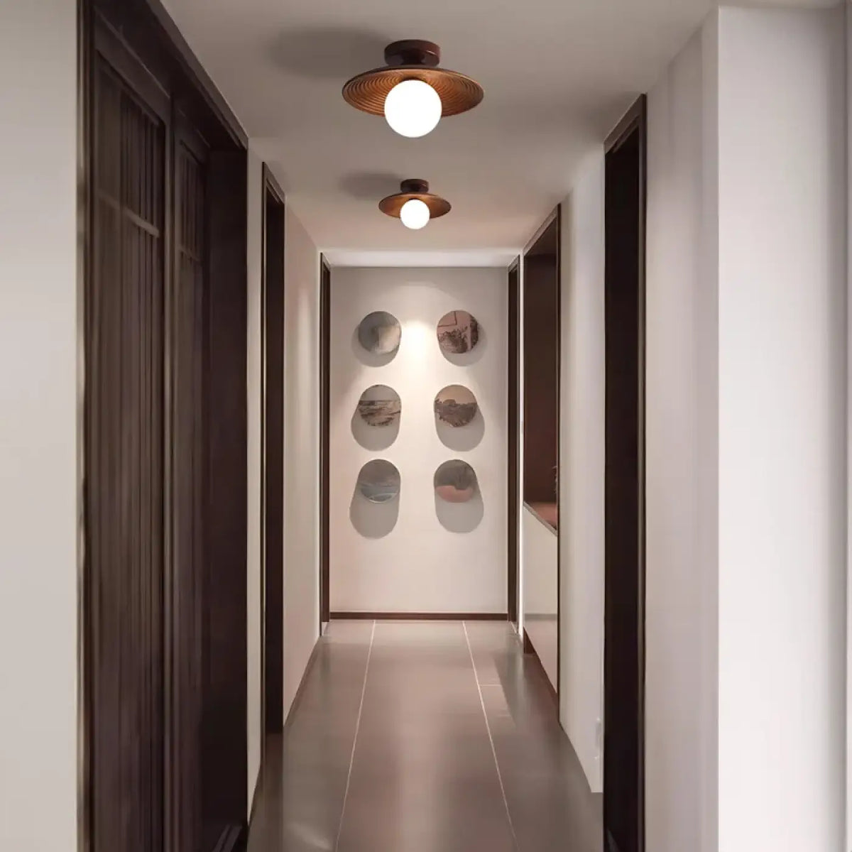 Plafonnier LED en Noyer et Fer – Bisane