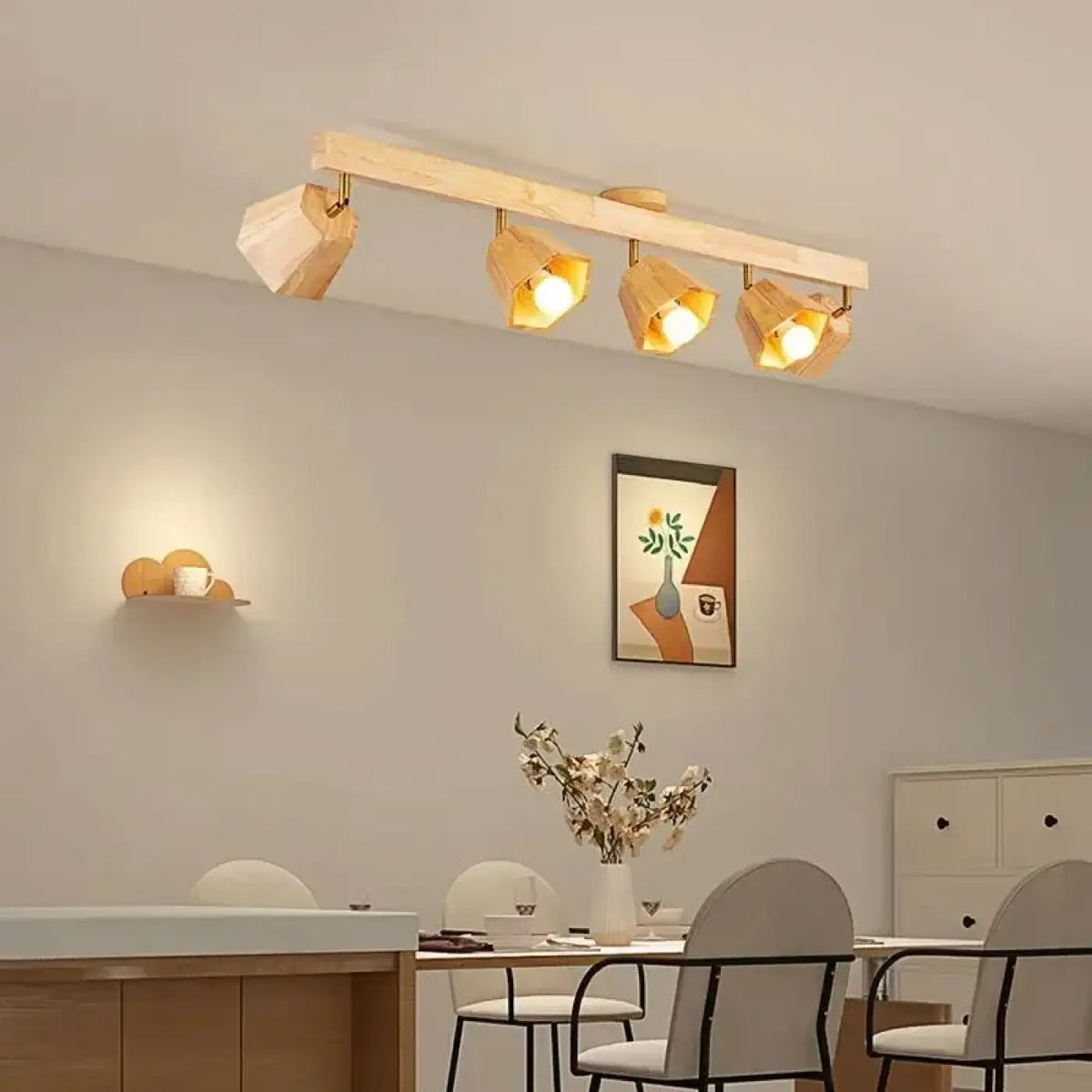 Plafonnier Spots LED Orientables en Bois – Nélio