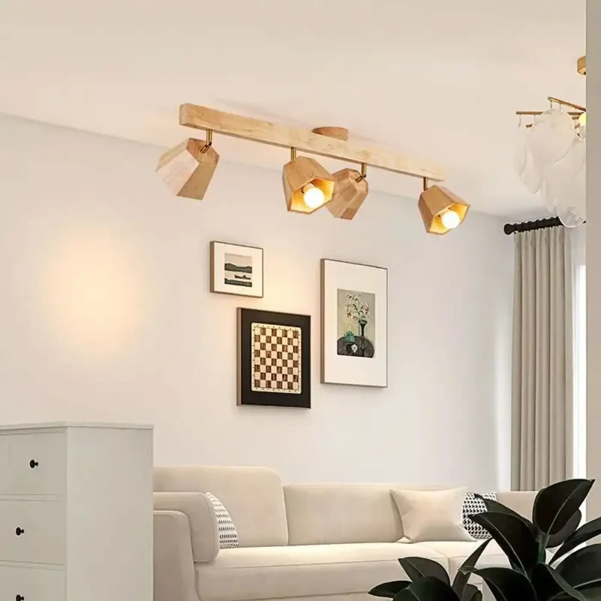 Plafonnier Spots LED Orientables en Bois – Nélio