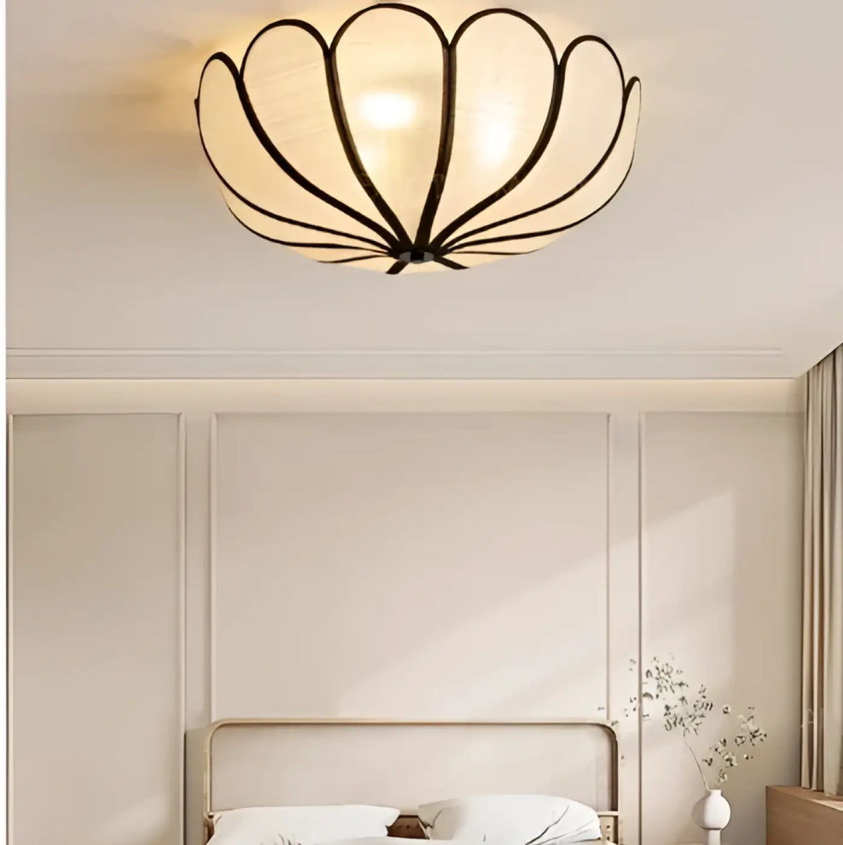 Plafonnier Fleur en Tissu Beige – Banel