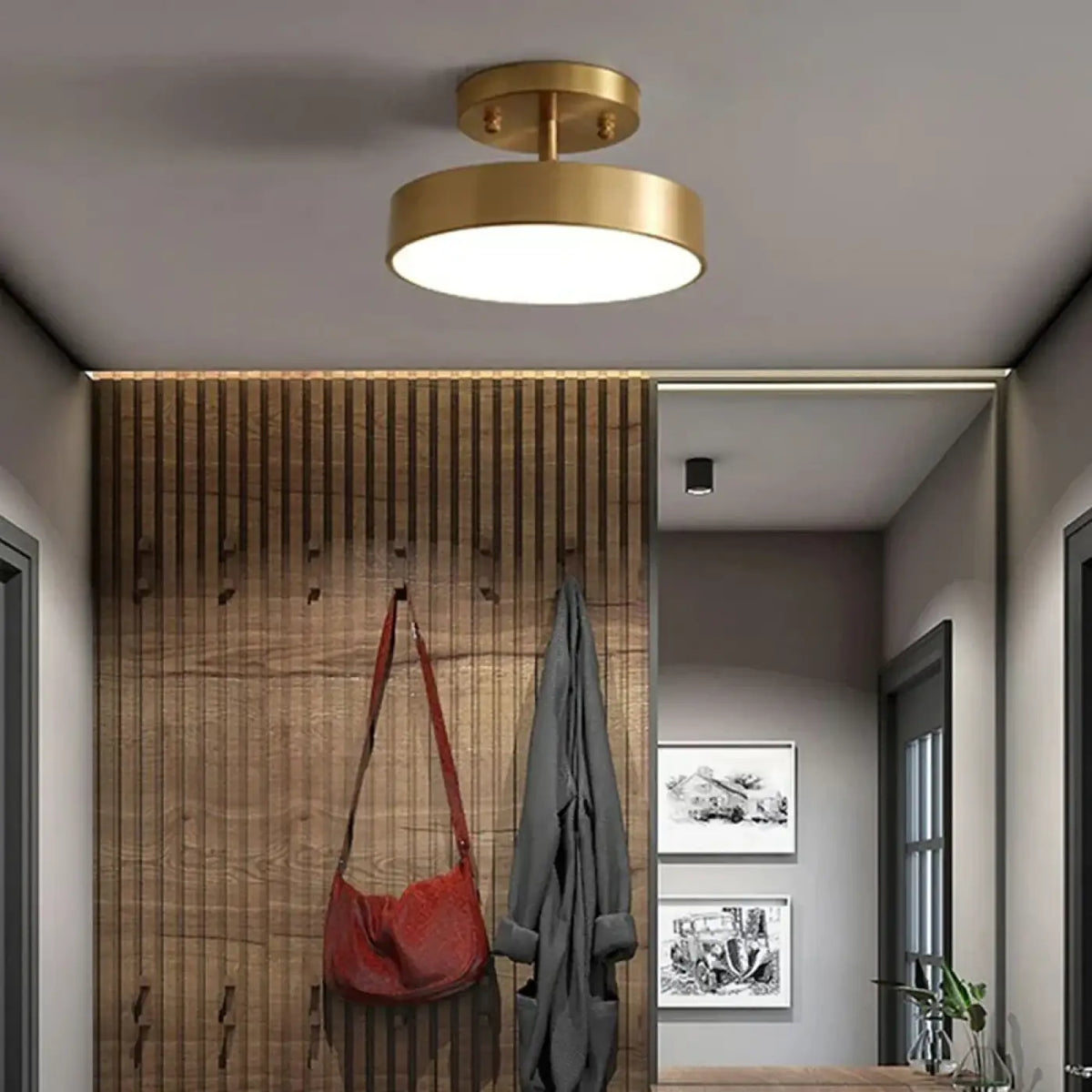 Plafonnier Rond Doré Moderne – Veselle