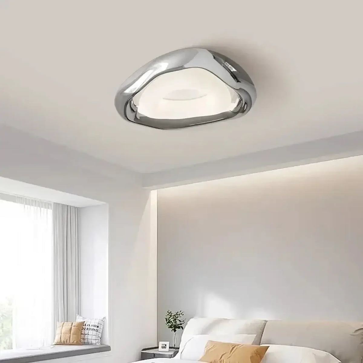 Plafonnier LED Chromé Organique – Biris