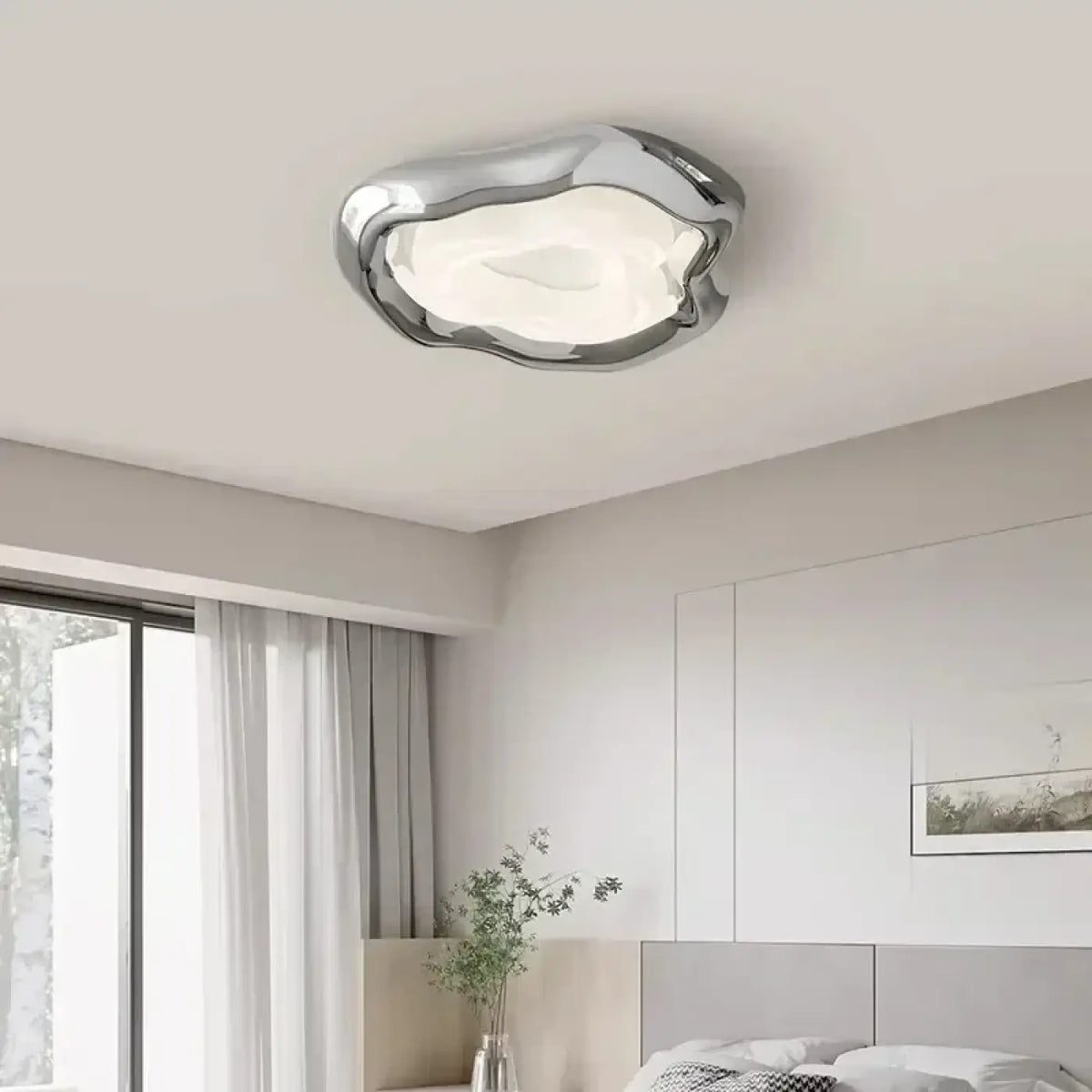 Plafonnier LED Chromé Organique – Biris
