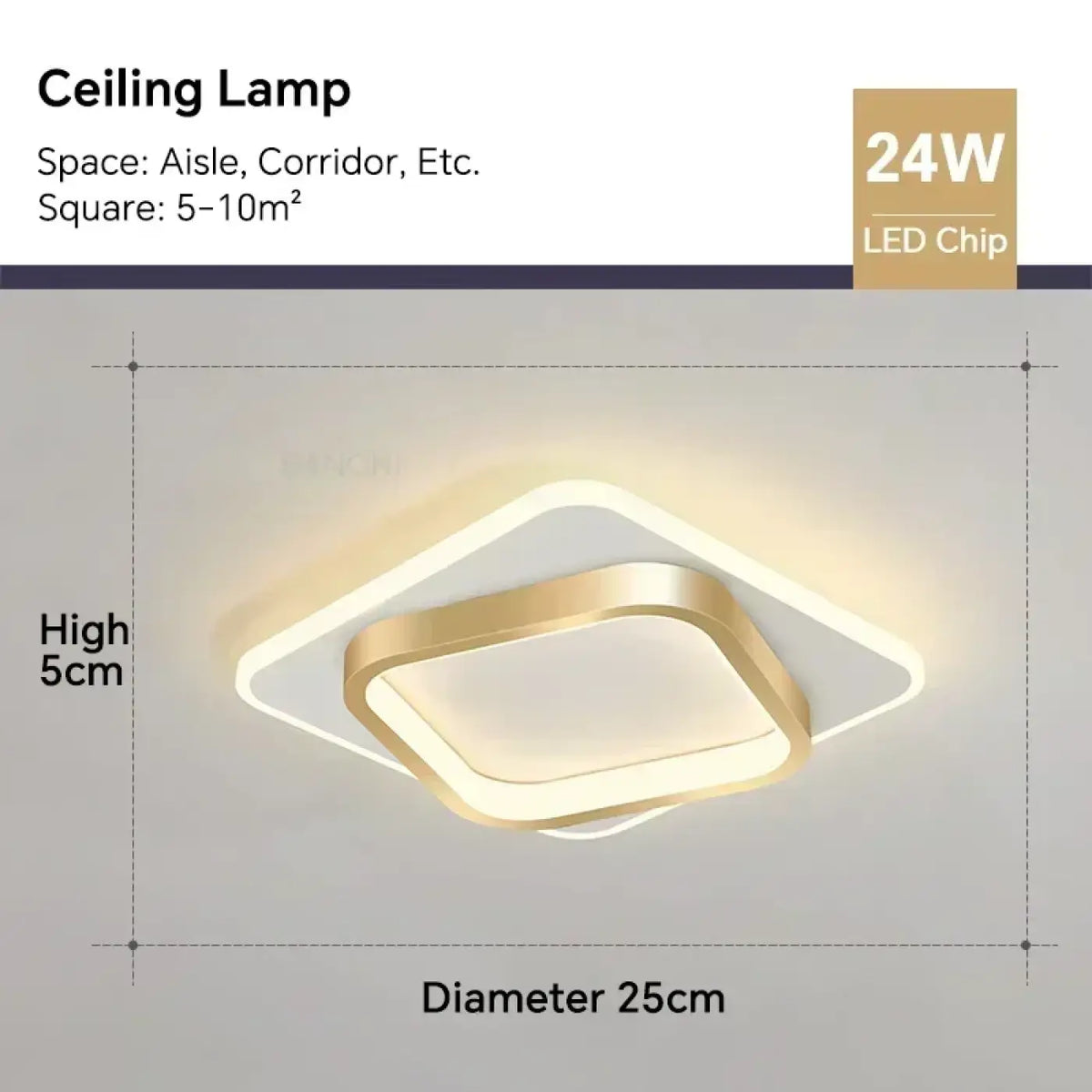 Plafonnier LED Carré à Cadre – Falan